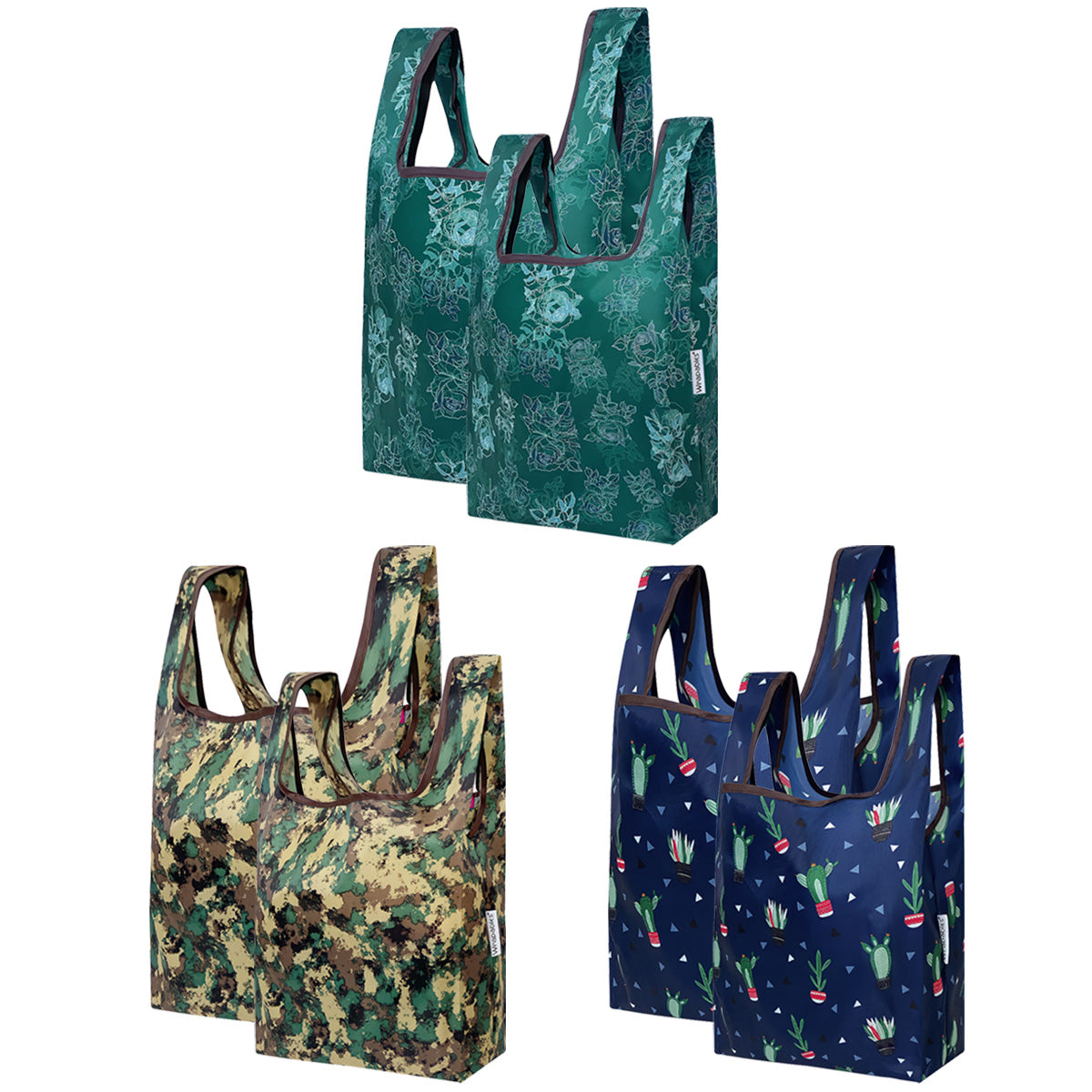 Wrapables JoliBag Nylon Reusable Grocery Bag, Set of 6