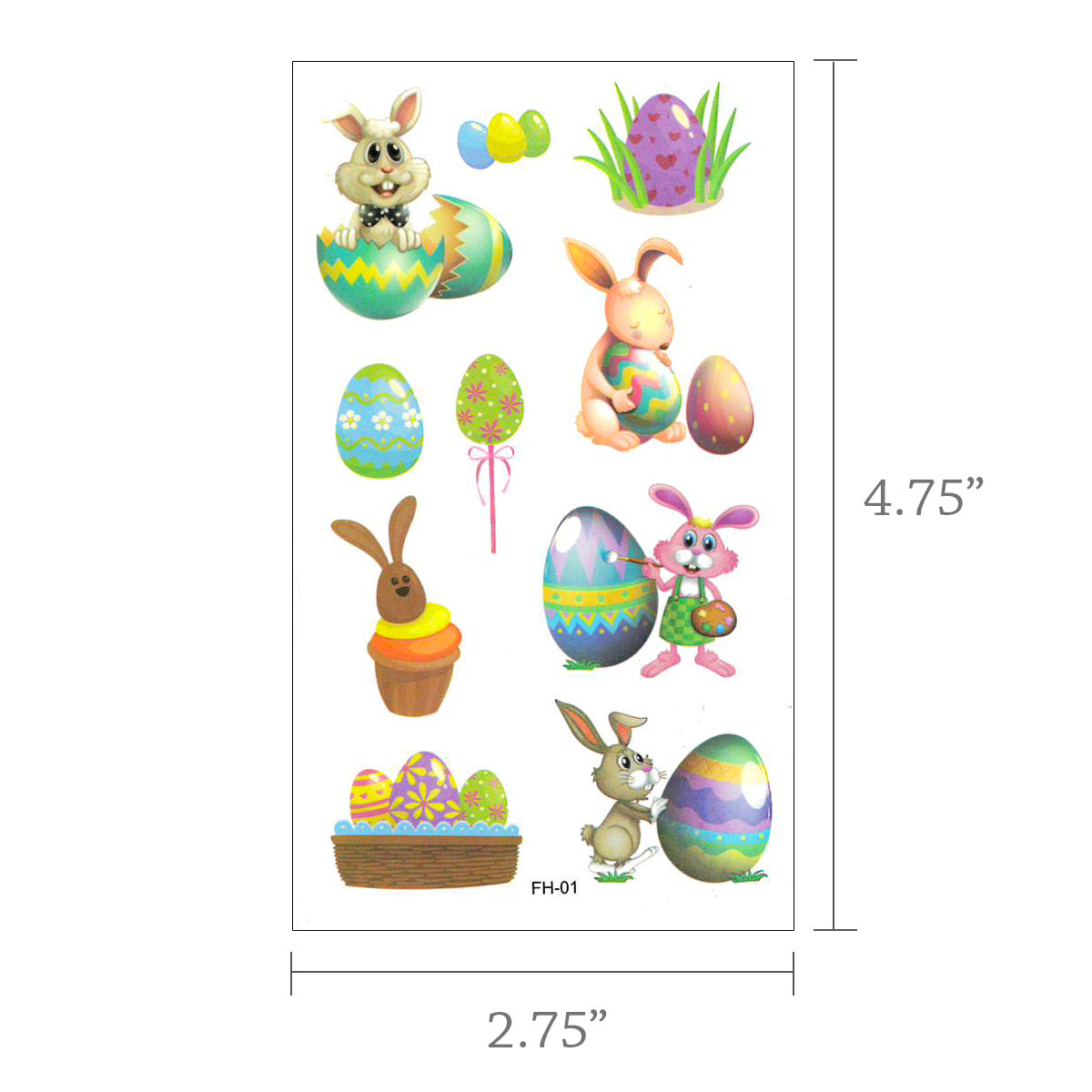 Wrapables Waterproof Temporary Tattoos for Children, 20 sheets Easter