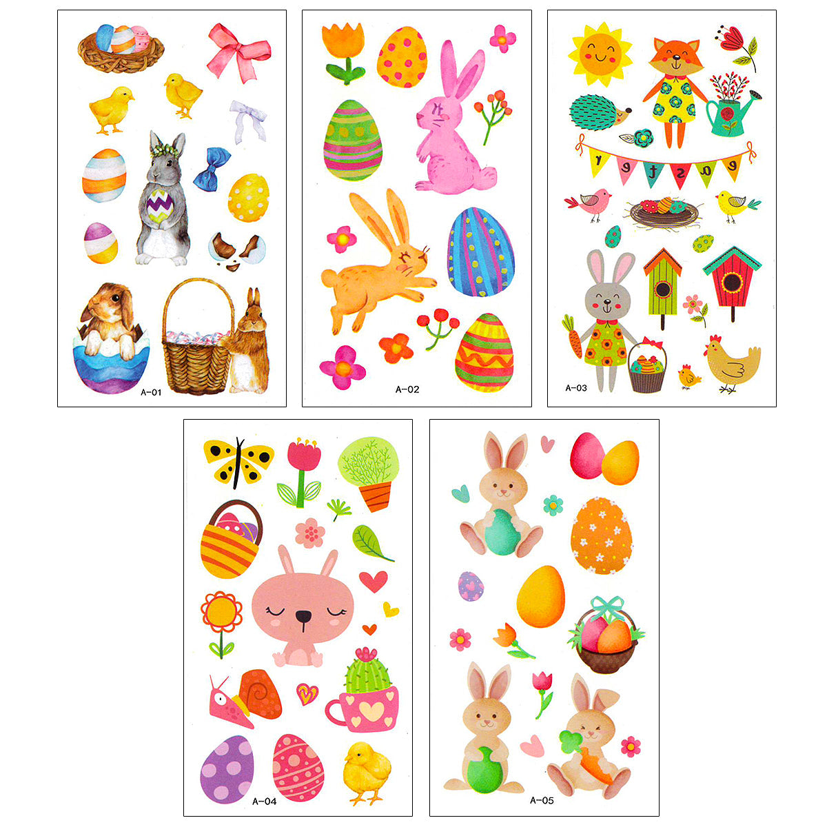 Wrapables Waterproof Temporary Tattoos for Children, 20 sheets Easter