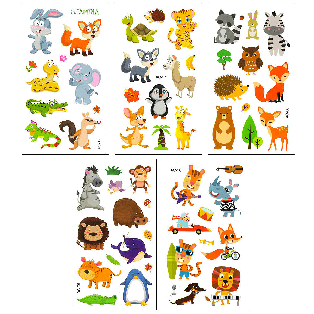 Wrapables Waterproof Temporary Tattoos for Children, 20 sheets Dinosaurs & Animals