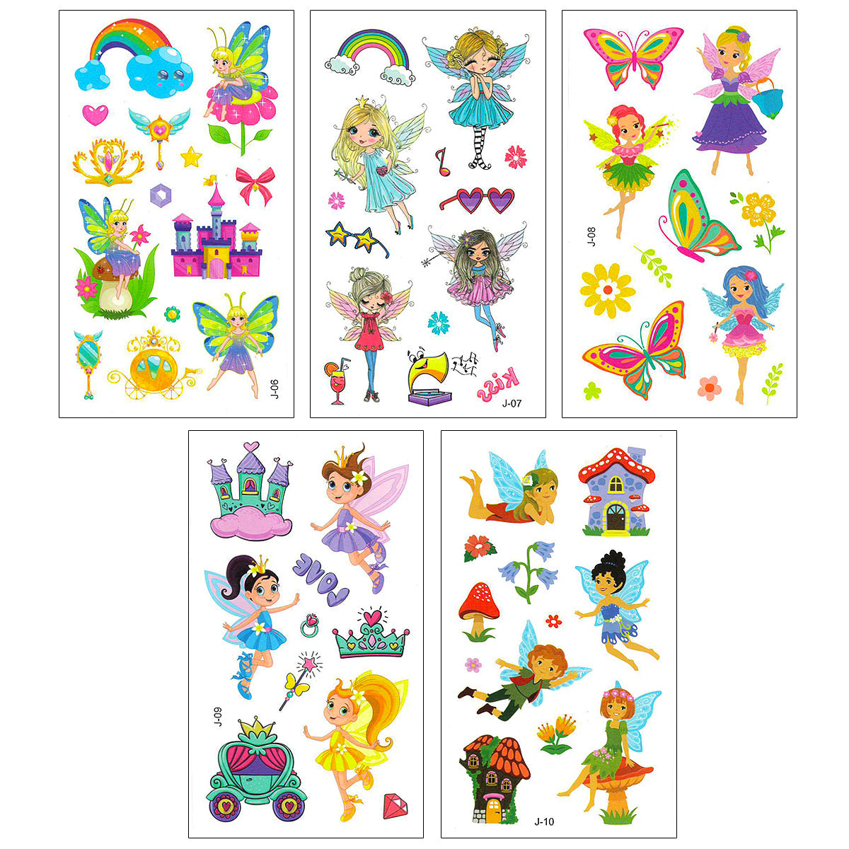 Wrapables Waterproof Temporary Tattoos for Children, 20 sheets Butterflies & Fairies