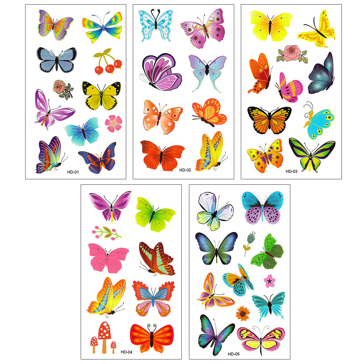 Wrapables Waterproof Temporary Tattoos for Children, 20 sheets Butterflies & Fairies