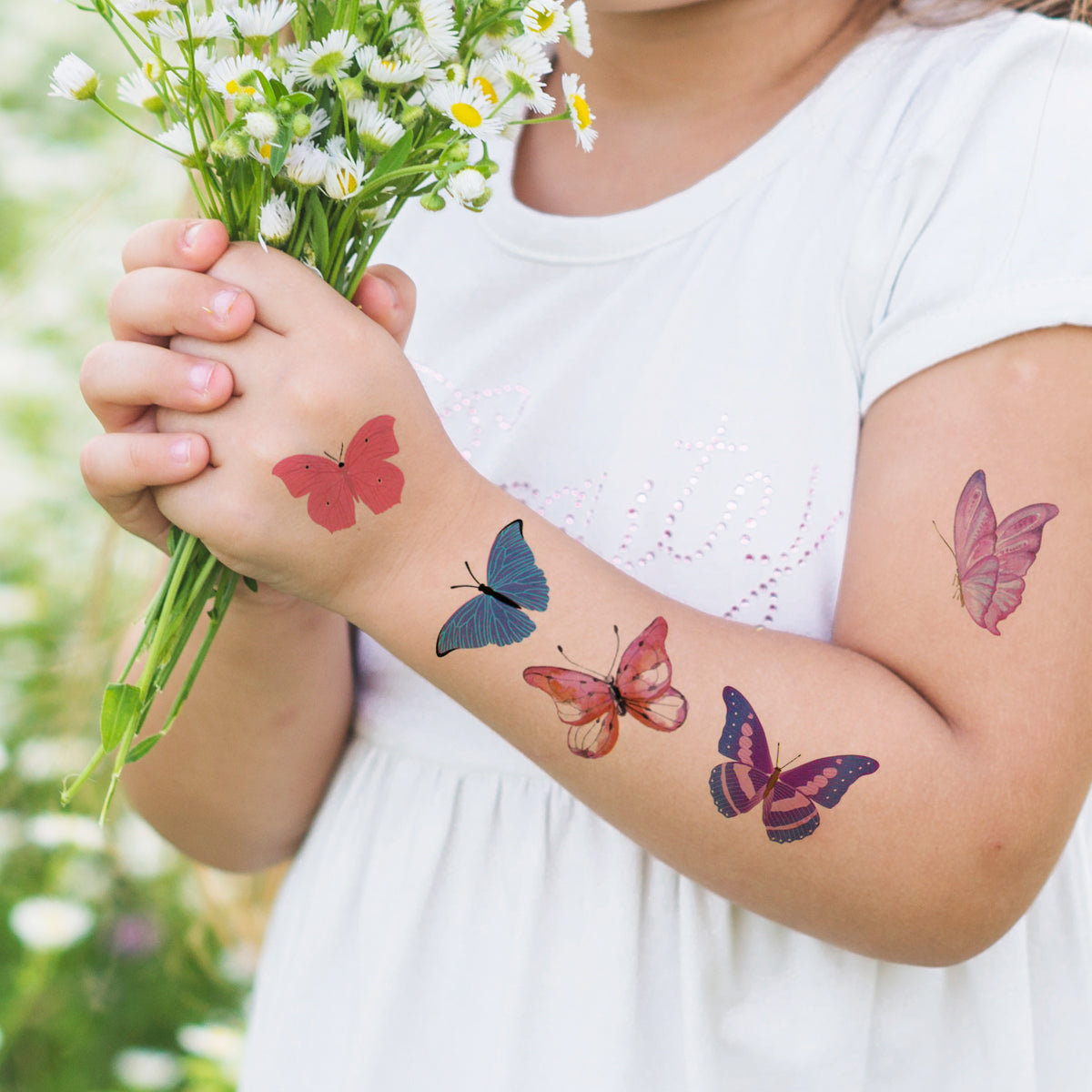 Wrapables Waterproof Temporary Tattoos for Children, 20 sheets Butterflies & Fairies