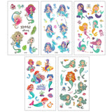 Wrapables Waterproof Temporary Tattoos for Children, 20 sheets Mermaids