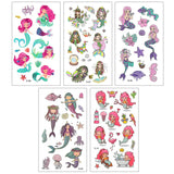 Wrapables Waterproof Temporary Tattoos for Children, 20 sheets Mermaids