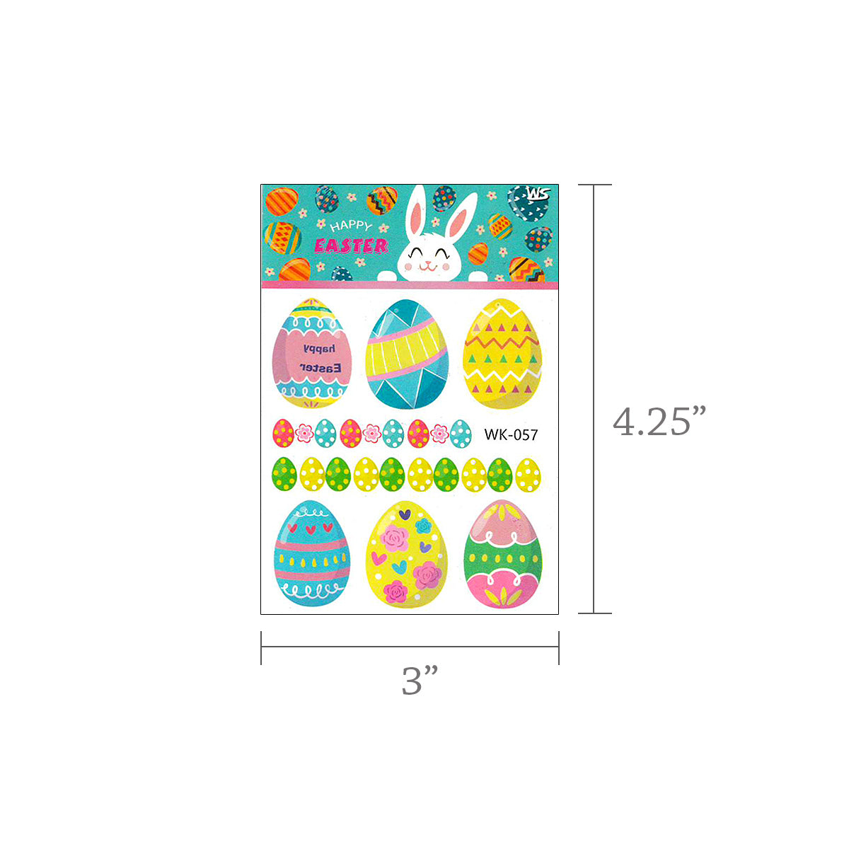 Wrapables Waterproof Temporary Tattoos for Children, 10 sheets Easter Eggs