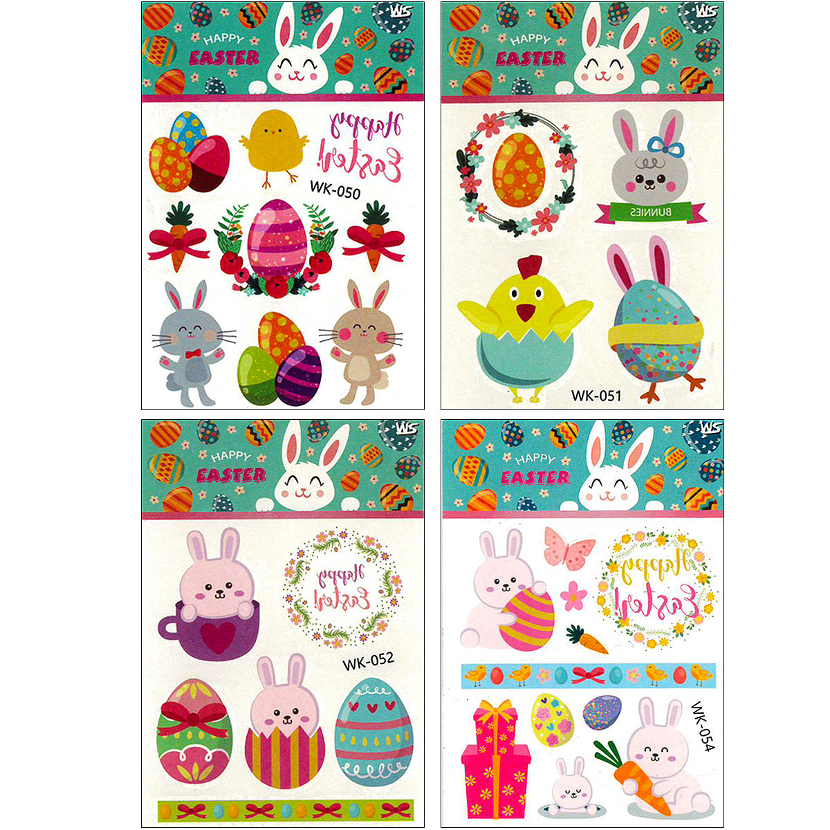 Wrapables Waterproof Temporary Tattoos for Children, 10 sheets Easter Eggs