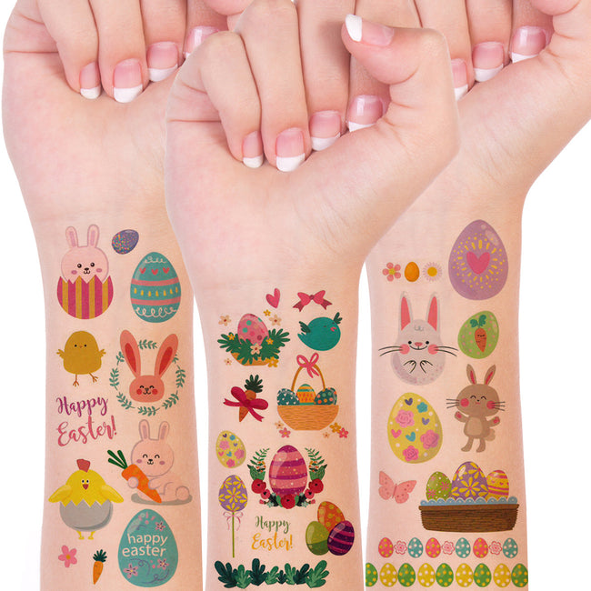 Wrapables Waterproof Temporary Tattoos for Children, 10 sheets Easter Eggs