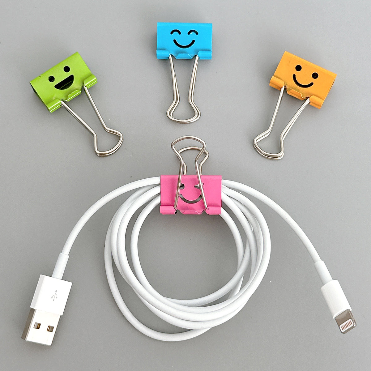 Wrapables Smiling Face Binder Clips for Office, Paper Clamps, Paper Clips, (Set of 48) Medium