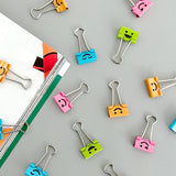 Wrapables Smiling Face Binder Clips for Office, Paper Clamps, Paper Clips, (Set of 40) Small