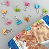 Wrapables Smiling Face Binder Clips for Office, Paper Clamps, Paper Clips, (Set of 40) Small