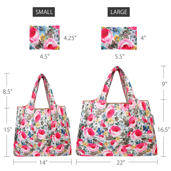 Wrapables Nylon Reusable Shopping Bags, Foldable Shopping Tote Bags, Reusable Grocery Bags, Travel Bags LS (set of 2), Set of 2, Easter Floral