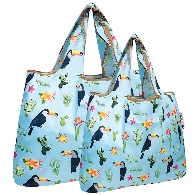 Wrapables Nylon Reusable Shopping Bags, Foldable Shopping Tote Bags, Reusable Grocery Bags, Travel Bags LS (set of 2), Set of 2, Gray Ferns