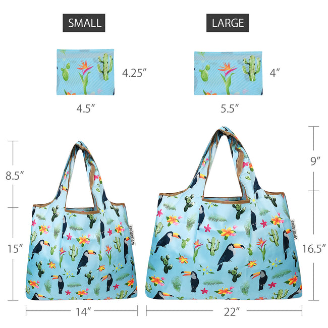 Wrapables Nylon Reusable Shopping Bags, Foldable Shopping Tote Bags, Reusable Grocery Bags, Travel Bags LS (set of 2), Set of 2, Gray Ferns
