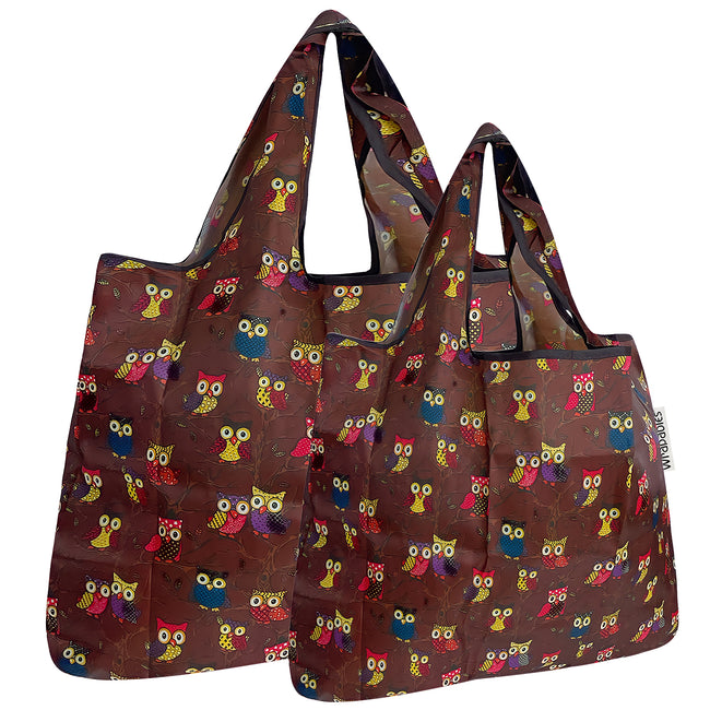 Wrapables Nylon Reusable Shopping Bags, Foldable Shopping Tote Bags, Reusable Grocery Bags, Travel Bags LS (set of 2), Set of 2, Toucan & Cacti