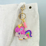 Wrapables Crystal Bling Key Chain Keyring with Tassel Car Purse Handbag Pendant, Rainbow Unicorn