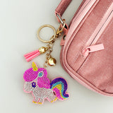 Wrapables Crystal Bling Key Chain Keyring with Tassel Car Purse Handbag Pendant, Rainbow Unicorn