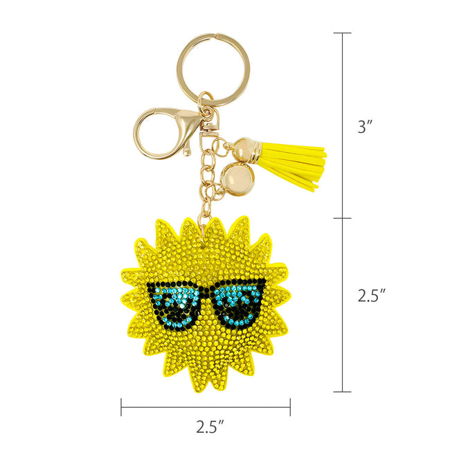 Wrapables Crystal Bling Key Chain Keyring with Tassel Car Purse Handbag Pendant, Mr Sunshine