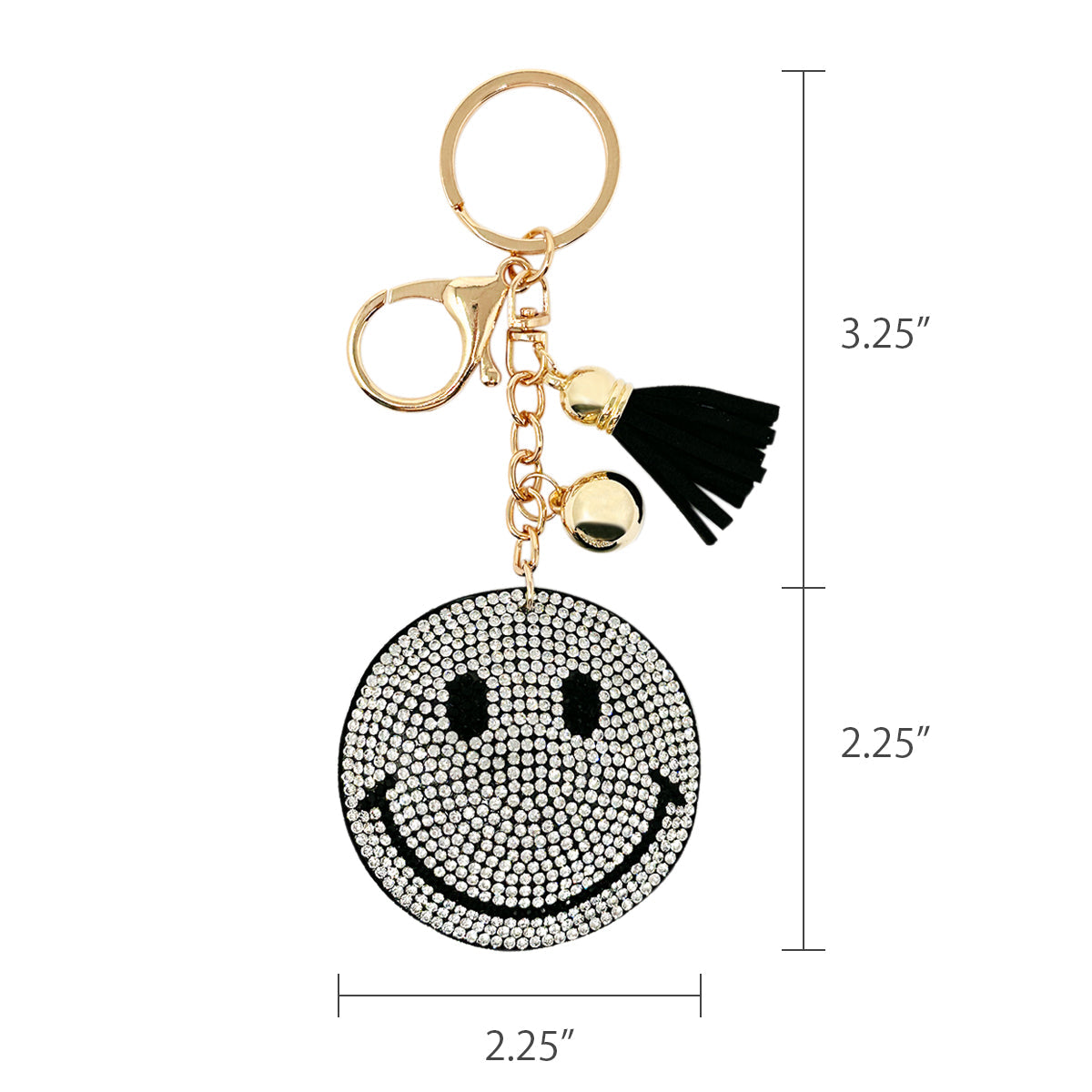 Wrapables Crystal Bling Key Chain Keyring with Tassel Car Purse Handbag Pendant, Smiles