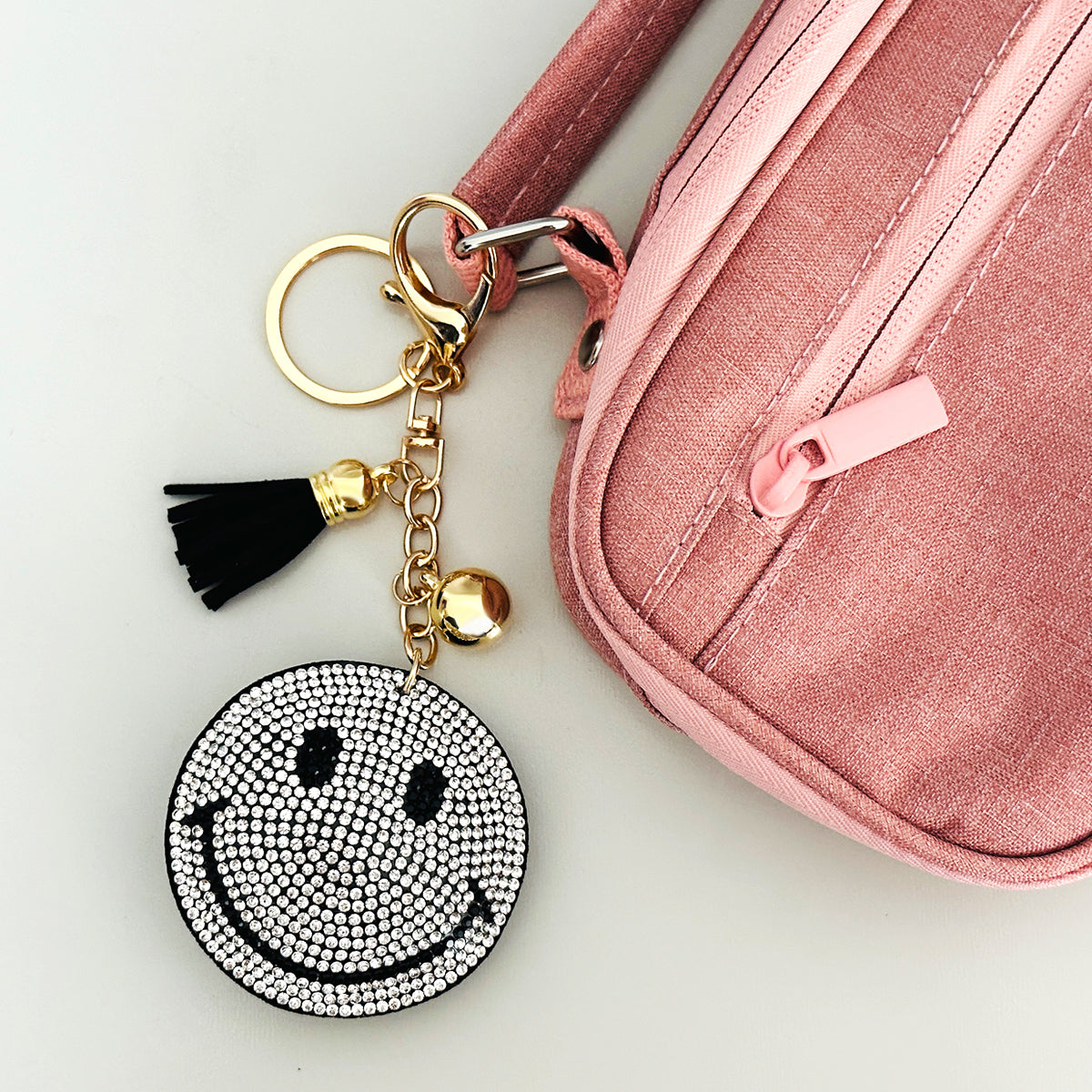 Wrapables Crystal Bling Key Chain Keyring with Tassel Car Purse Handbag Pendant, Smiles