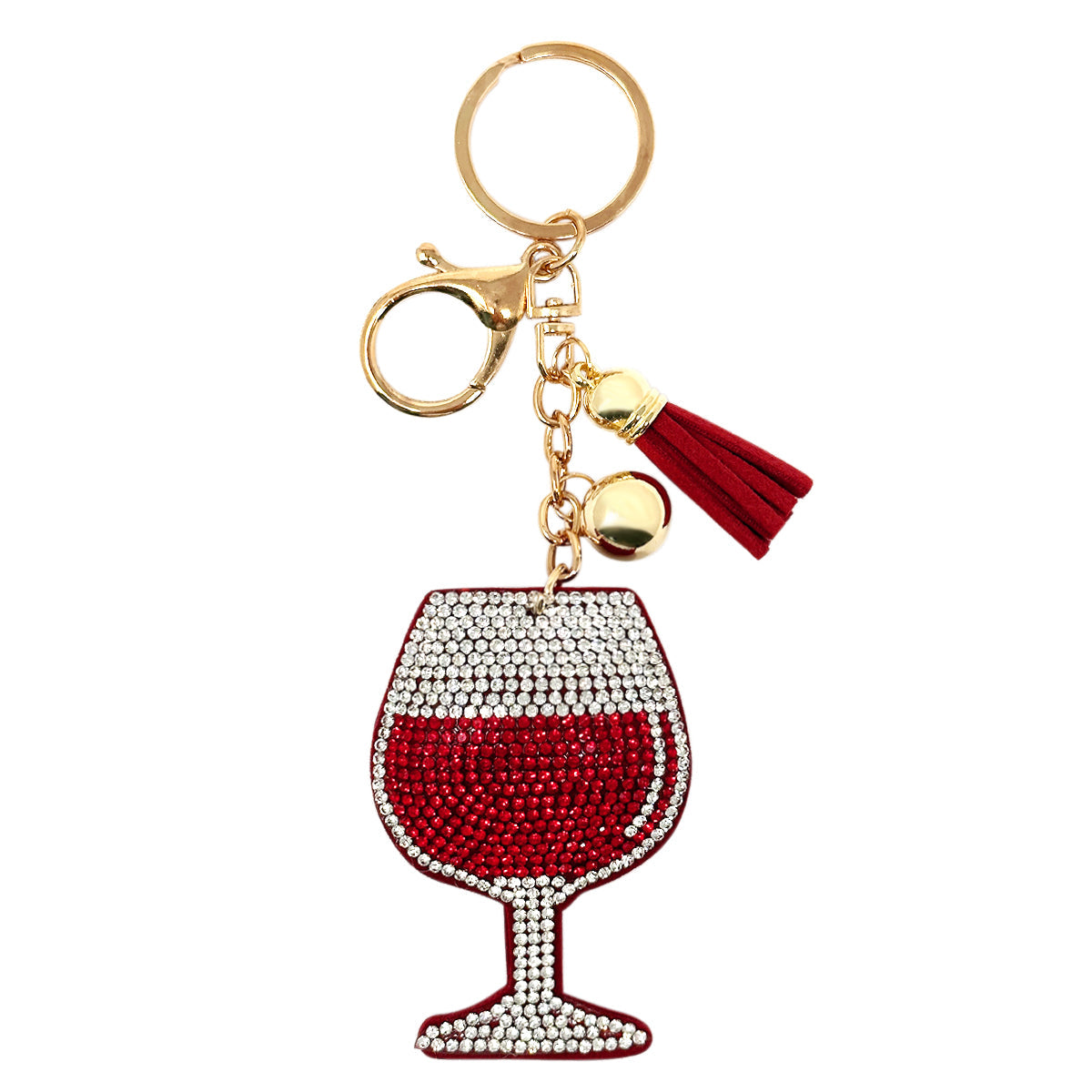 Wrapables Crystal Bling Key Chain Keyring with Tassel Car Purse Handbag Pendant, Red Wine