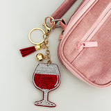 Wrapables Crystal Bling Key Chain Keyring with Tassel Car Purse Handbag Pendant, Red Wine