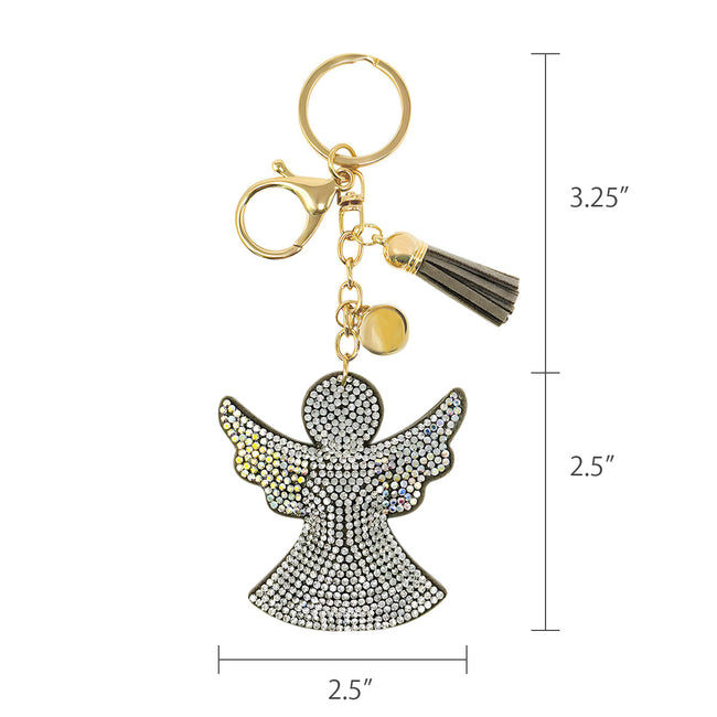 Wrapables Crystal Bling Key Chain Keyring with Tassel Car Purse Handbag Pendant, Angel