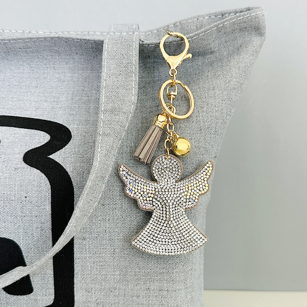 Wrapables Crystal Bling Key Chain Keyring with Tassel Car Purse Handbag Pendant, Angel