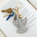 Wrapables Crystal Bling Key Chain Keyring with Tassel Car Purse Handbag Pendant, Angel