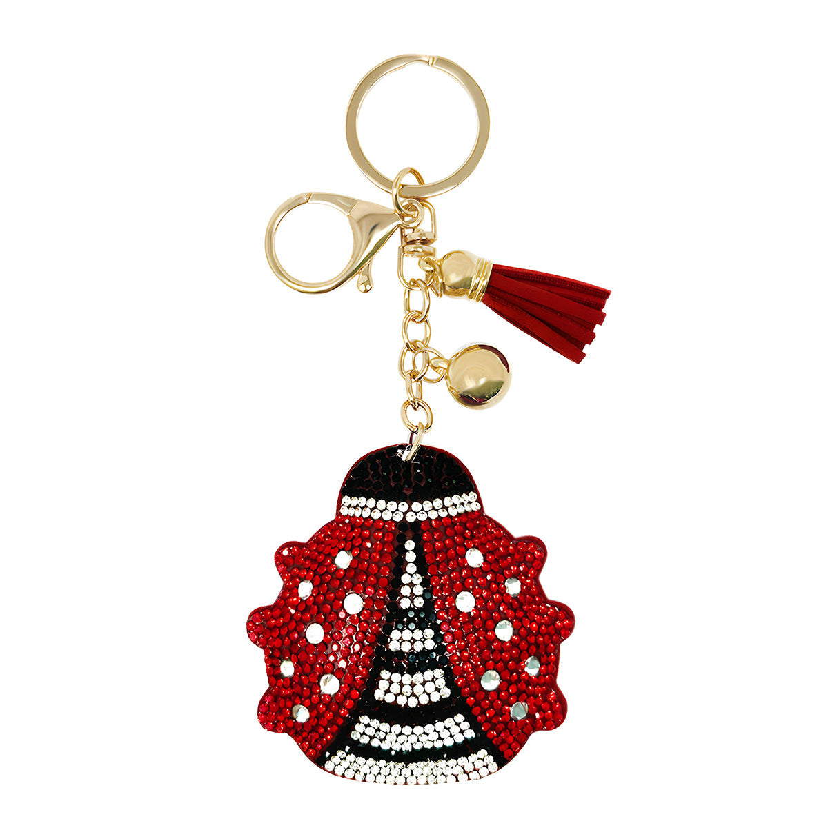 Wrapables Crystal Bling Key Chain Keyring with Tassel Car Purse Handbag Pendant, Ladybug