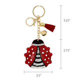 Wrapables Crystal Bling Key Chain Keyring with Tassel Car Purse Handbag Pendant, Ladybug