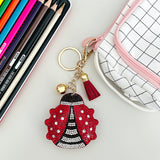 Wrapables Crystal Bling Key Chain Keyring with Tassel Car Purse Handbag Pendant, Ladybug