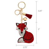 Wrapables Crystal Bling Key Chain Keyring with Tassel Car Purse Handbag Pendant, Fox