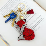 Wrapables Crystal Bling Key Chain Keyring with Tassel Car Purse Handbag Pendant, Fox