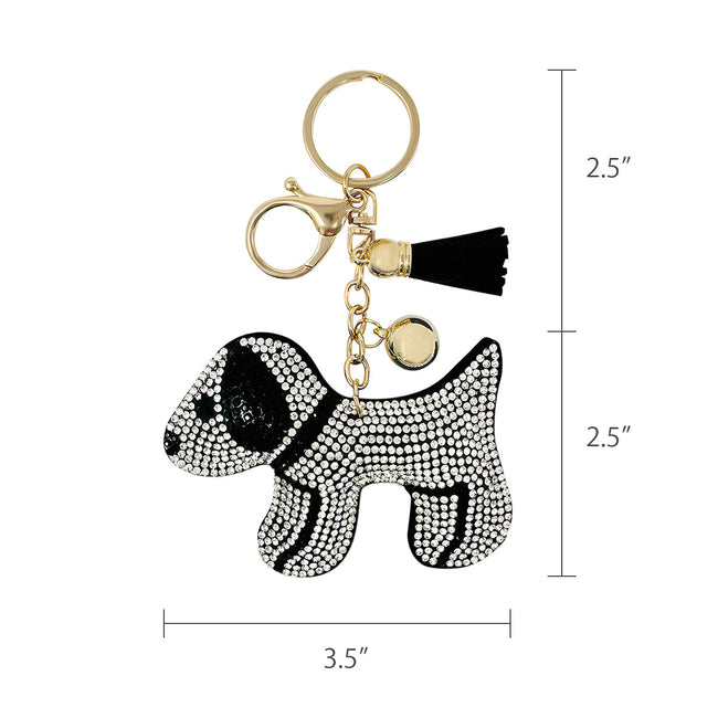 Wrapables Crystal Bling Key Chain Keyring with Tassel Car Purse Handbag Pendant, Puppy