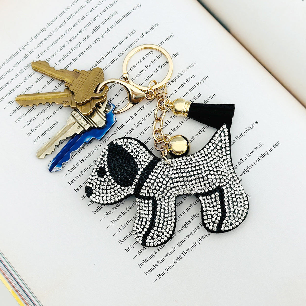 Wrapables Crystal Bling Key Chain Keyring with Tassel Car Purse Handbag Pendant, Puppy