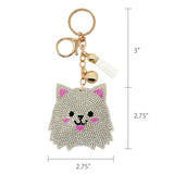 Wrapables Crystal Bling Key Chain Keyring with Tassel Car Purse Handbag Pendant, White Kitty