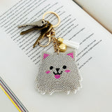 Wrapables Crystal Bling Key Chain Keyring with Tassel Car Purse Handbag Pendant, White Kitty