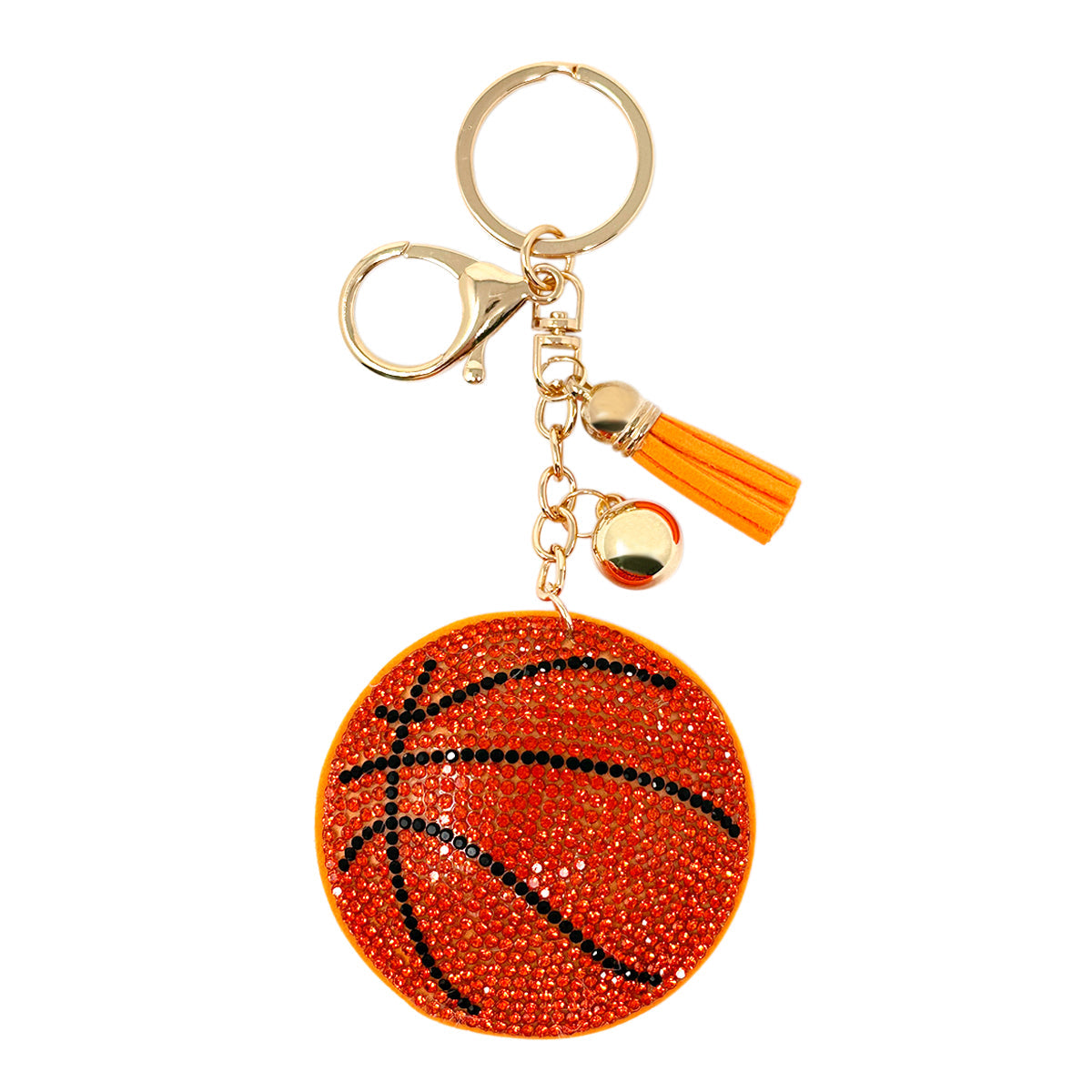 Wrapables Crystal Bling Key Chain Keyring with Tassel Car Purse Handbag Pendant, Basketball