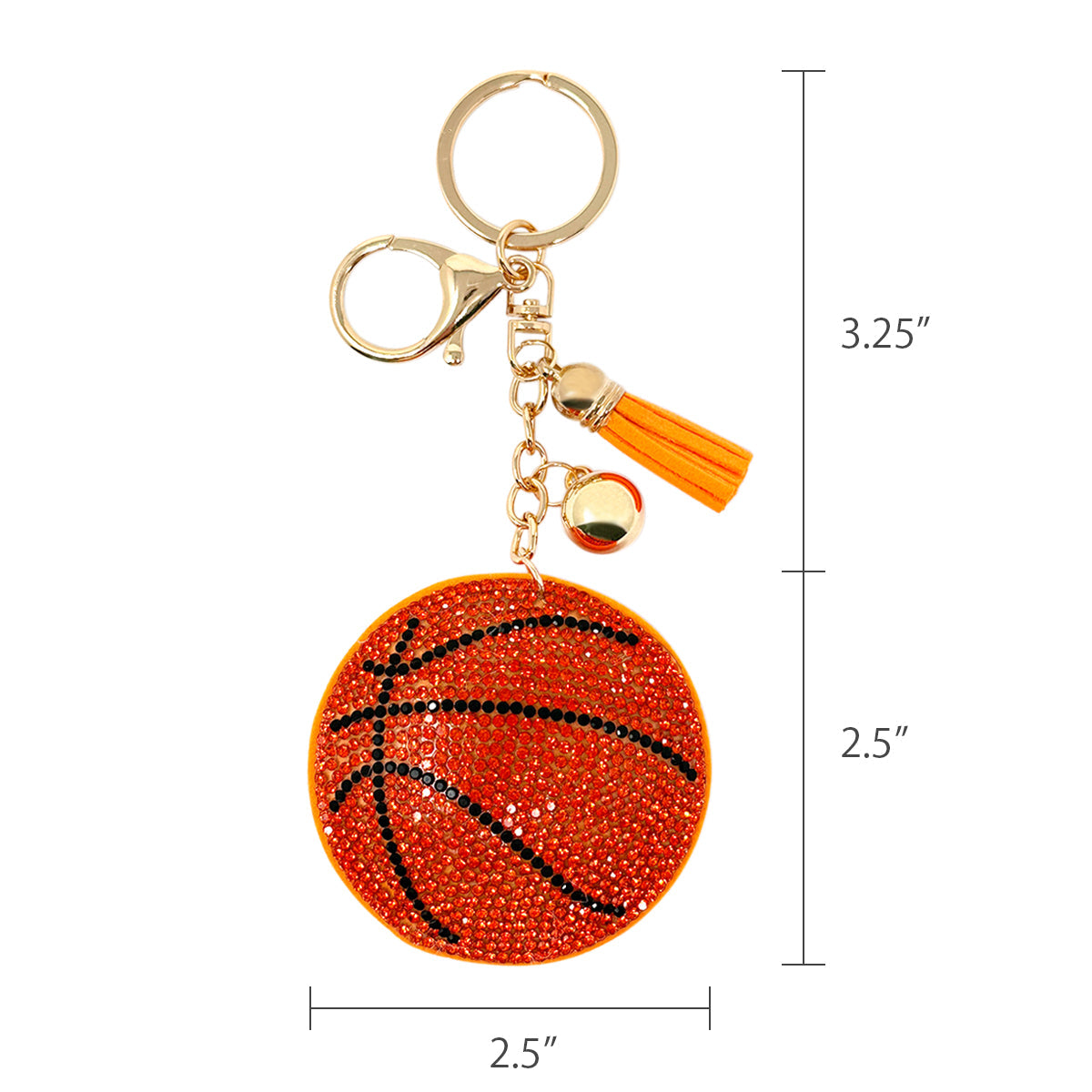 Wrapables Crystal Bling Key Chain Keyring with Tassel Car Purse Handbag Pendant, Basketball