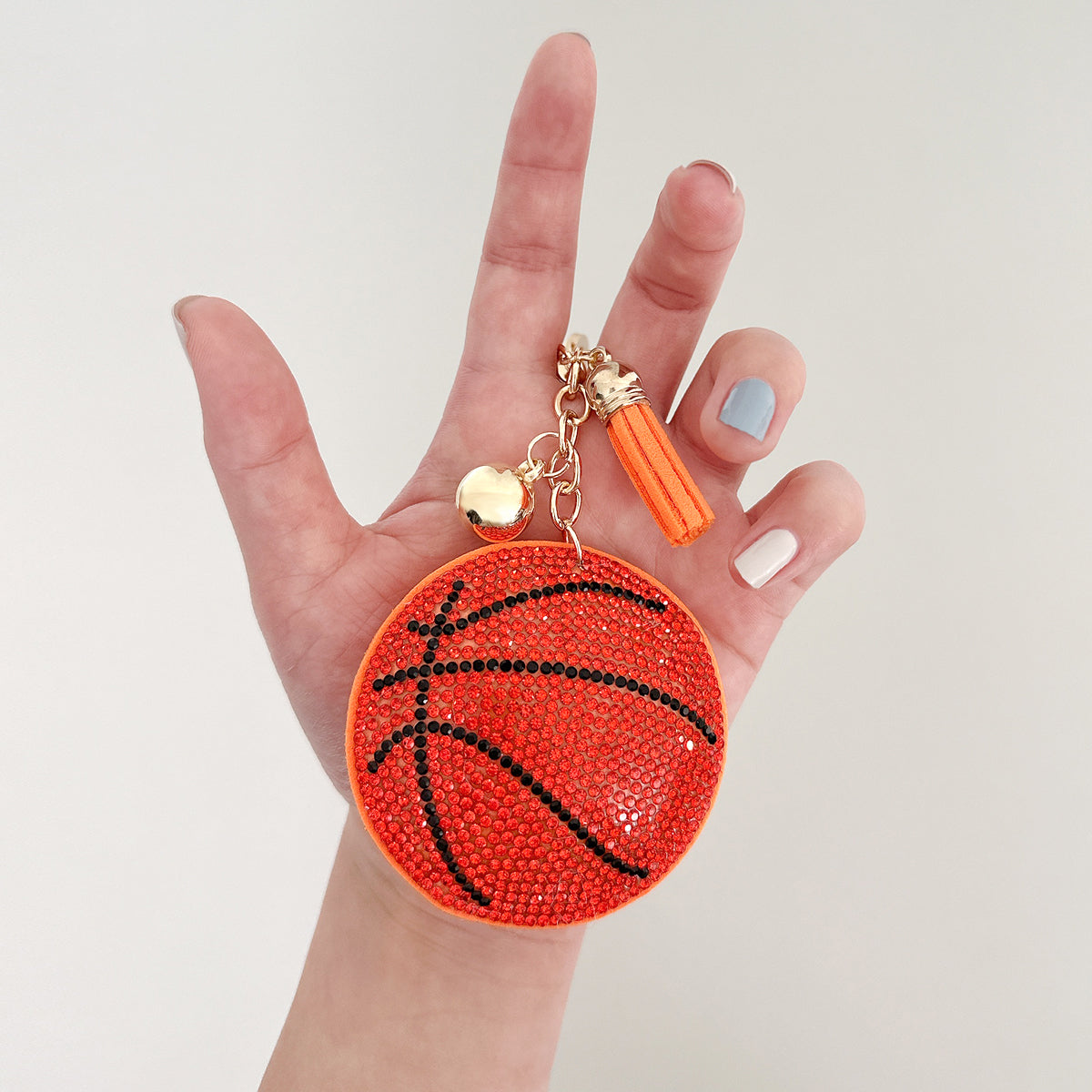 Wrapables Crystal Bling Key Chain Keyring with Tassel Car Purse Handbag Pendant, Basketball