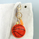 Wrapables Crystal Bling Key Chain Keyring with Tassel Car Purse Handbag Pendant, Basketball