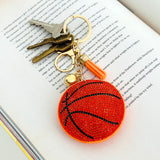 Wrapables Crystal Bling Key Chain Keyring with Tassel Car Purse Handbag Pendant, Basketball