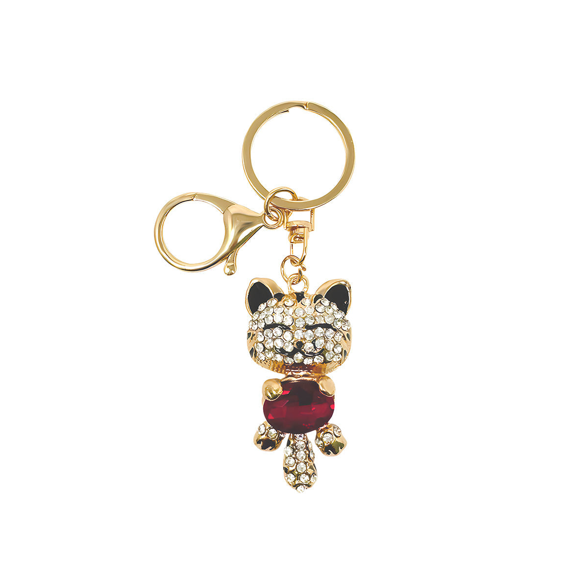 Wrapables Crystal Bling Key Chain Keyring with Tassel Car Purse Handbag Pendant, Ruby Kitty