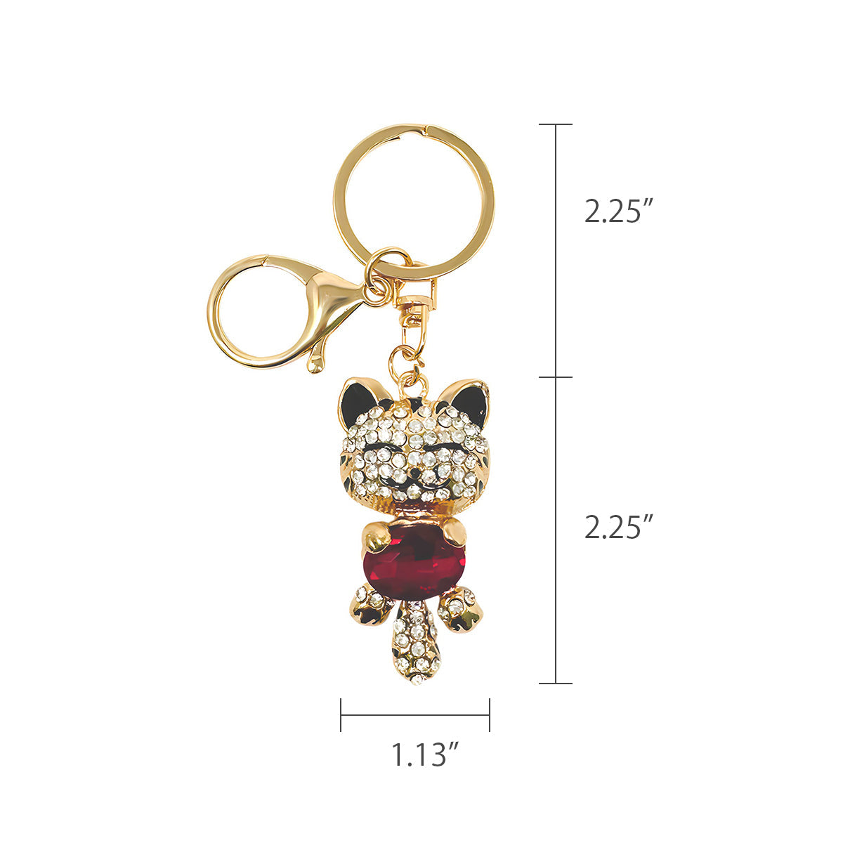 Wrapables Crystal Bling Key Chain Keyring with Tassel Car Purse Handbag Pendant, Ruby Kitty