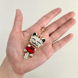 Wrapables Crystal Bling Key Chain Keyring with Tassel Car Purse Handbag Pendant, Ruby Kitty