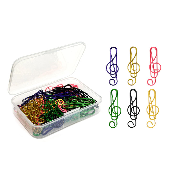 Wrapables Paper Clips Bookmarks for Office Home School (Set of 50), Treble Clef