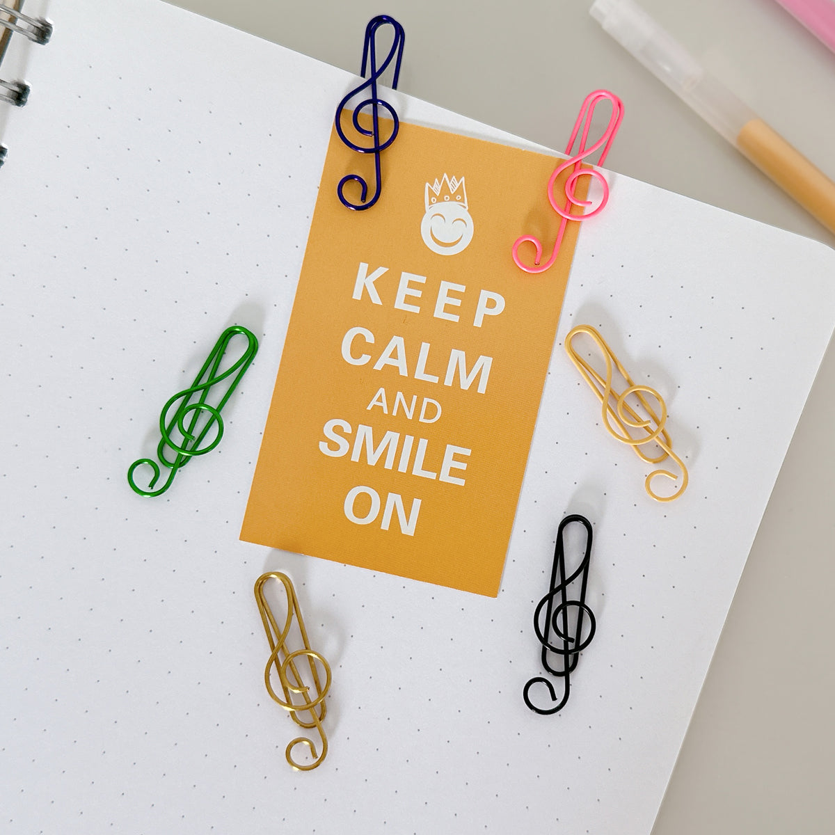 Wrapables Paper Clips Bookmarks for Office Home School (Set of 50), Treble Clef