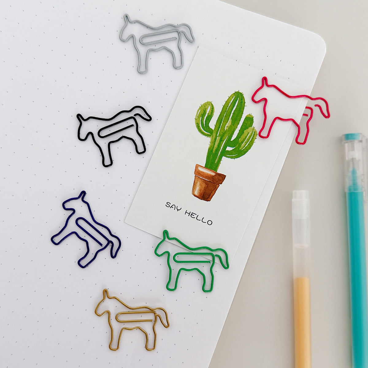 Wrapables Paper Clips Bookmarks for Office Home School (Set of 50), Horses