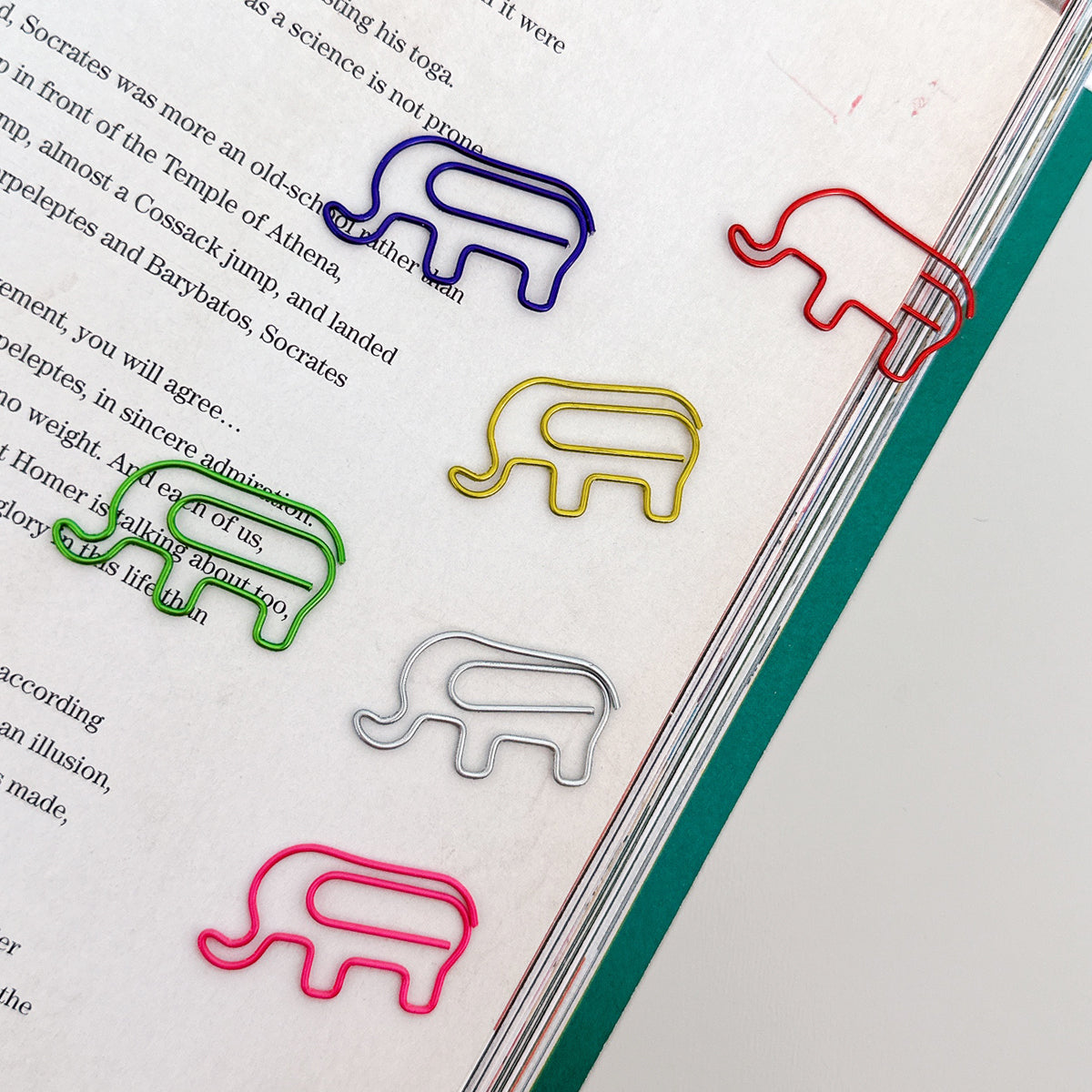 Wrapables Paper Clips Bookmarks for Office Home School (Set of 50), Elephants